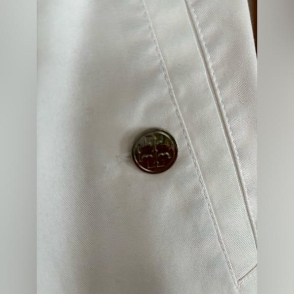 Tory Burch White Mid Rise Flat Front Side Zip Stretch Cotton Crop Trouser Size 8 - Picture 8 of 8